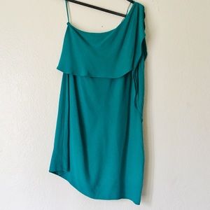 Mng mango one shoulder green dress